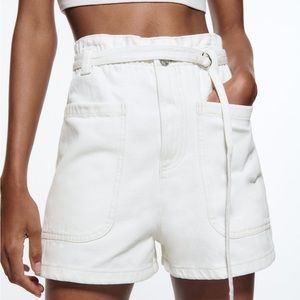 Zara white Paperbag denim short - Size: 28/6 - Code on zara : 8197/004